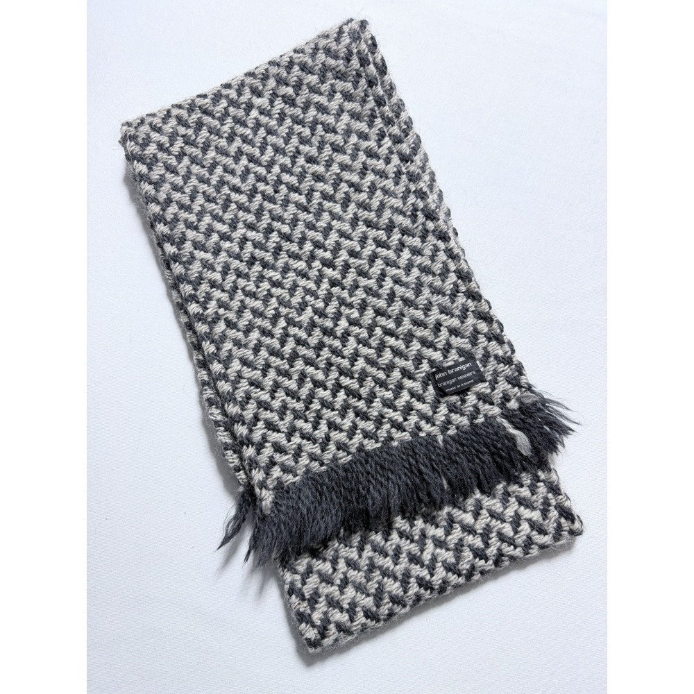 John Branigan Weavers Scarf Unisex OS Grey Herringbone Knit Made in Ireland